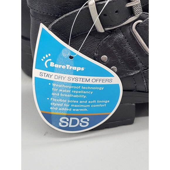 New Baretraps Black Hailie Faux Fur Lined Buckle Zip Moto Ankle Boots 6.5 - Picture 9 of 10